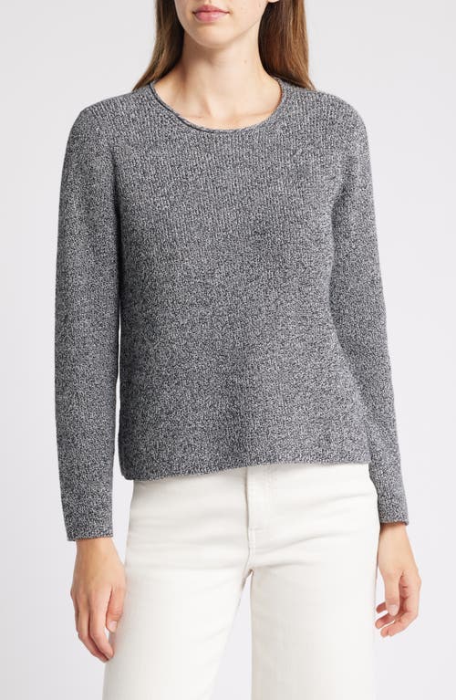 Shop Eileen Fisher Crewneck Organic Cotton Sweater In Black/ivory