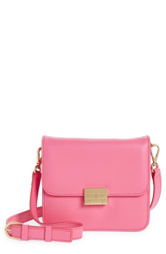 Frame Le Signature Mini Leather Crossbody Bag In Hot Pink