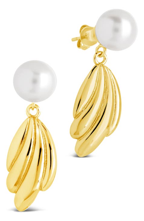 WeSparking EMO Gold Plated Pearl Mermaid Drop Fish Hook Earrings For Women  Girls Pendant Earrings Free Shipping Fashion Jewelry