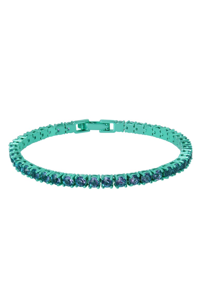 KURT GEIGER LONDON Crystal Tennis Bracelet, Main, color, GREEN/ VIOLET