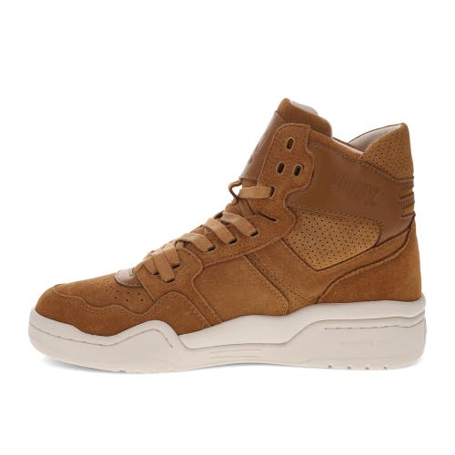 Pony Mens M110 Lux Genuine Leather And Suede Premium Lace Up Athletic Sneaker Shoe In Tan/off White