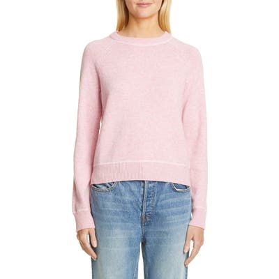 Ganni Crewneck Wool Blend Sweater, Pink