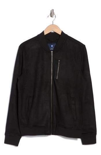 Ben Sherman Faux Suede Bomber Jacket In Black