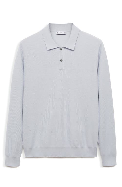 Shop Mango Structured Long Sleeve Polo Top In Sky Blue