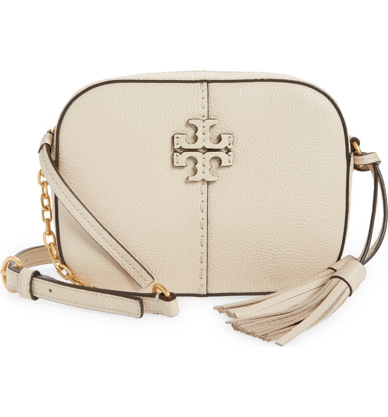 TORY BURCH McGraw Leather Camera Bag, Main, color, BRIE