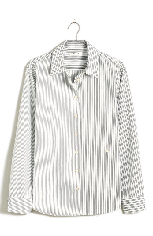 Madewell With-a-twist Stripe Poplin Button-up Shirt In Eyelet White