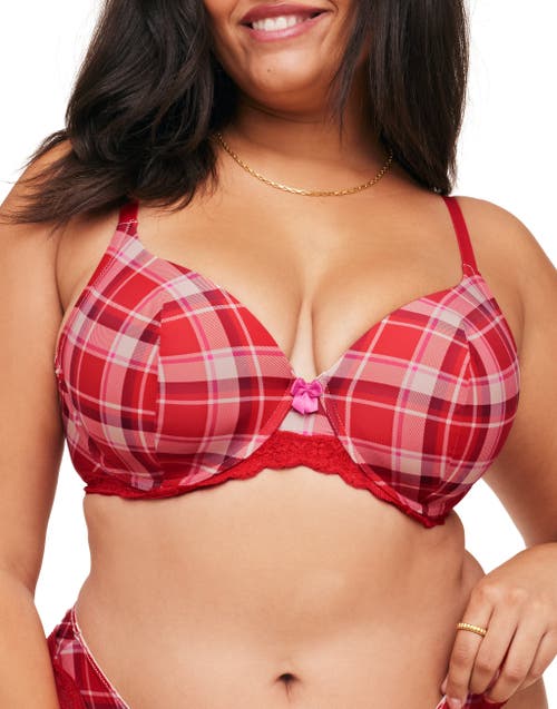 Shop Adore Me Nare Contour Full Coverage Bra In Plaid Red