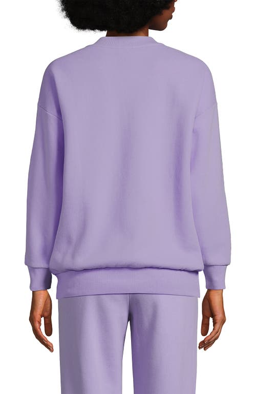 Shop Lands' End Serious Sweats Relaxed Long Sleeve Crew Neck Sweatshirt In Lavender Cloud