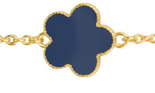 Jardin Tri-tone Clover Station Necklace In Navy/gold