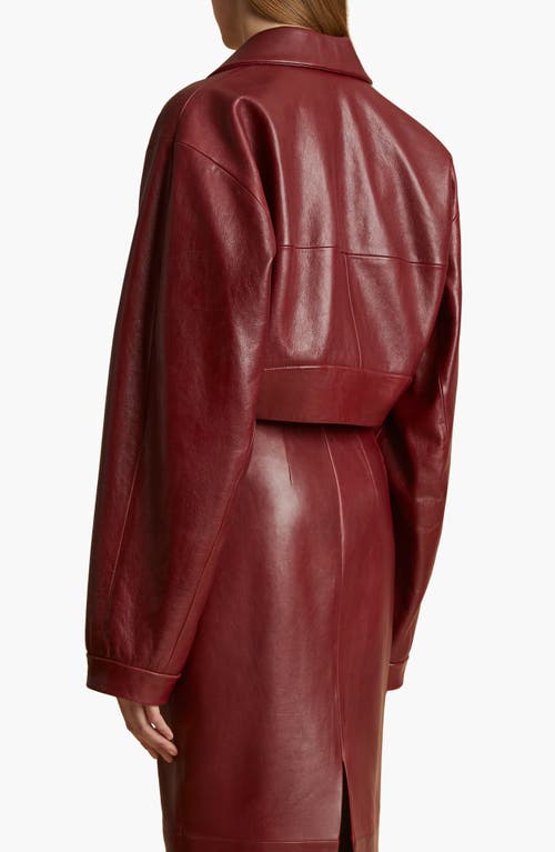 Shop Khaite Sue Crop Leather Jacket In Oxblood