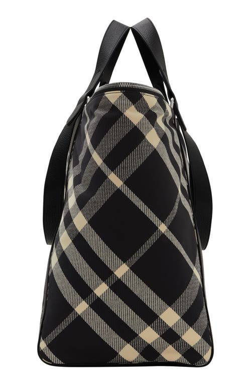 Shop Burberry Festival Jacquard Check Canvas Tote In Black/calico