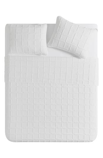 Vcny Home Square Solid 3-piece Quilt Set In White
