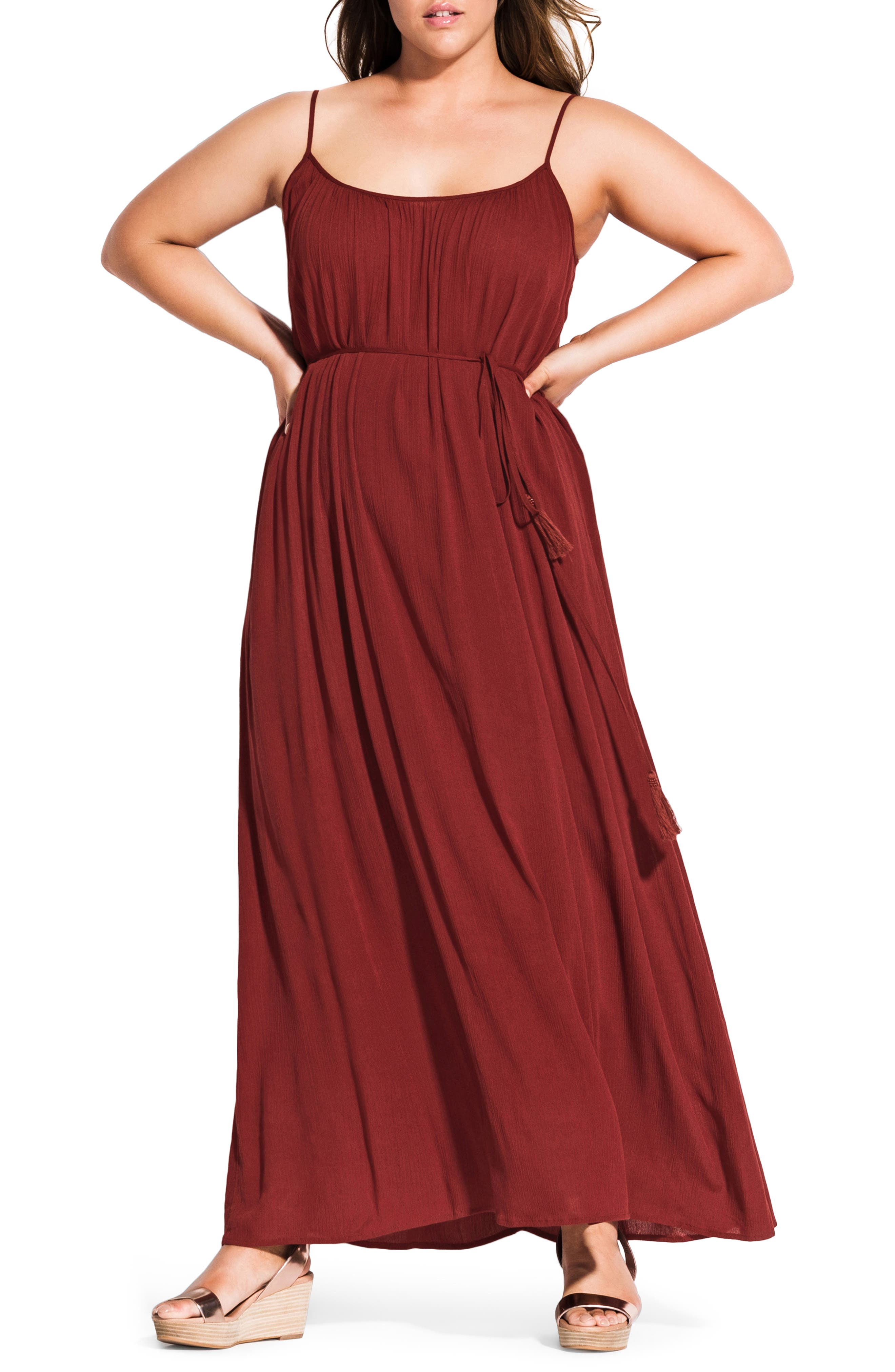 Plus Size Chic City Paradise Maxi Dress, Orange