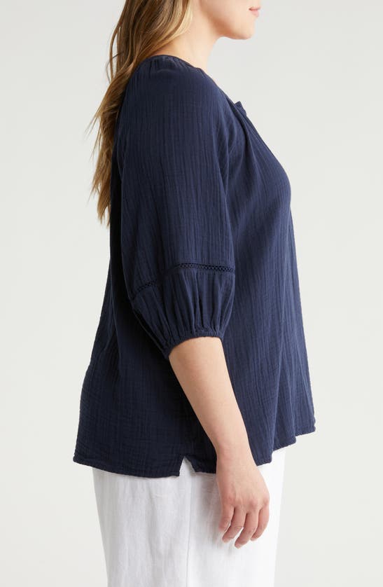 Shop Caslon (r) Duo Gauze Top In Navy Blazer