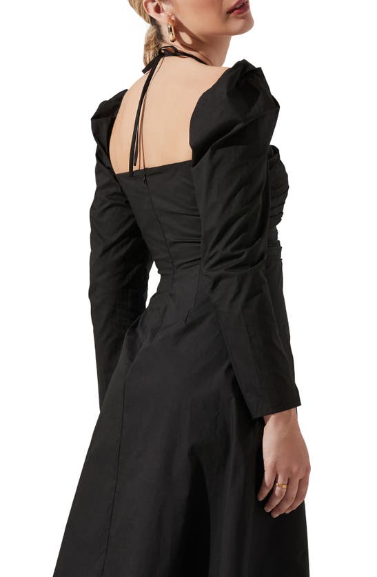 Astr Long Sleeve Tie Neck Dress In Black