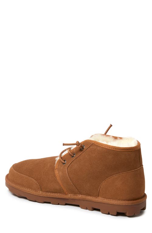 Dearfoams Fireside By Men's Shepparton Lace Up Shearling Bootie In Chestnut