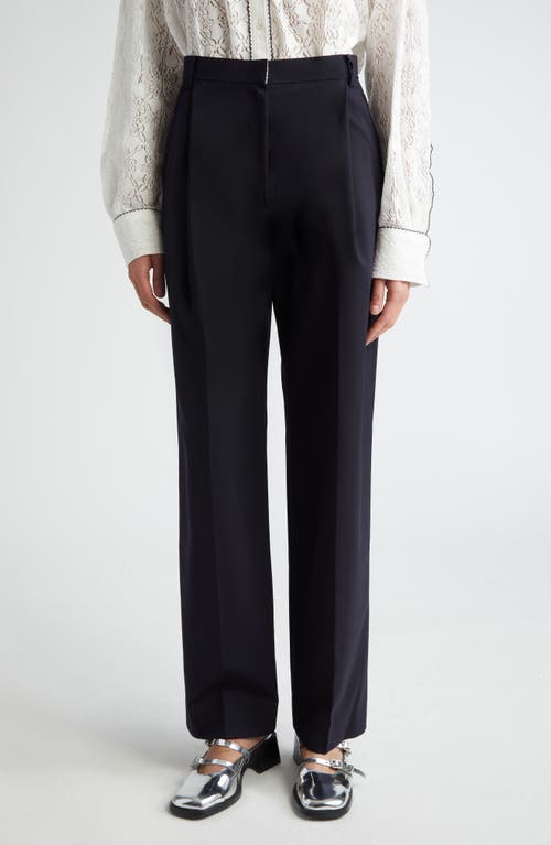 Classic Straight Leg Wool Blend Pants in Navy