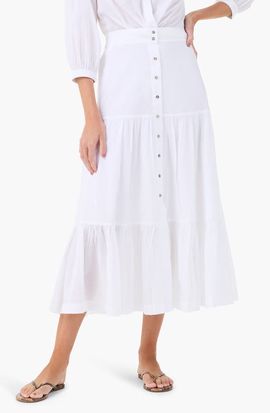 Shop Nic + Zoe Nic+zoe Cotton Tiered Skirt In Paper White