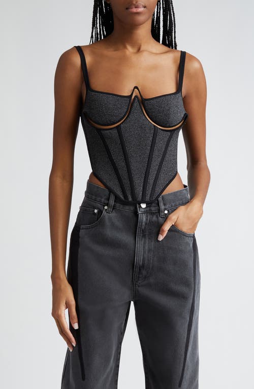 Dion Lee Reflective Wire Knit Corset Top Asphalt/Black at Nordstrom,