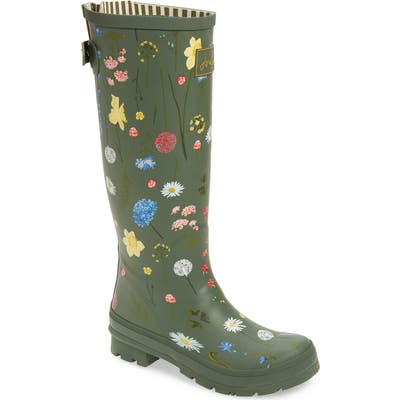 Joules Print Welly Waterproof Rain Boot, Green