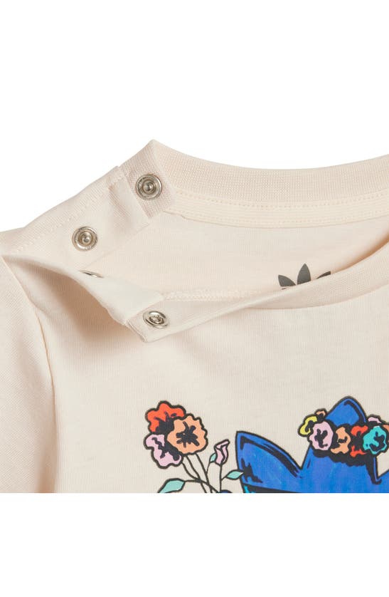 Shop Adidas Originals Kids' Floral Cotton Graphic T-shirt & Shorts Set In Wonder White