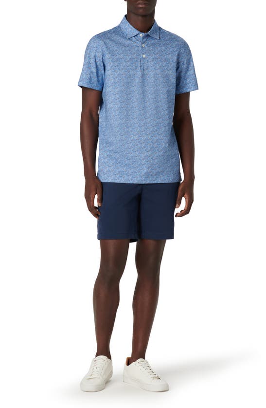 Shop Bugatchi Victor Ooohcotton® Leaf Print Polo In Air Blue