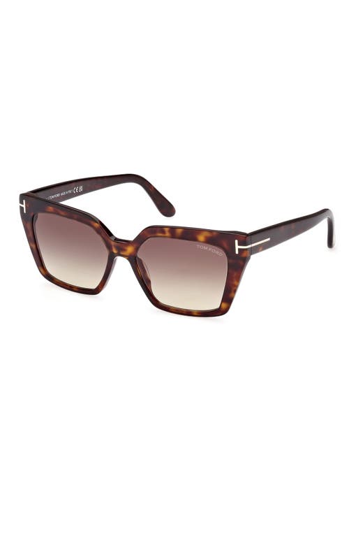 Tom Ford Havana Acetate Cat-eye Sunglasses In Shiny Havana/gradient Brown