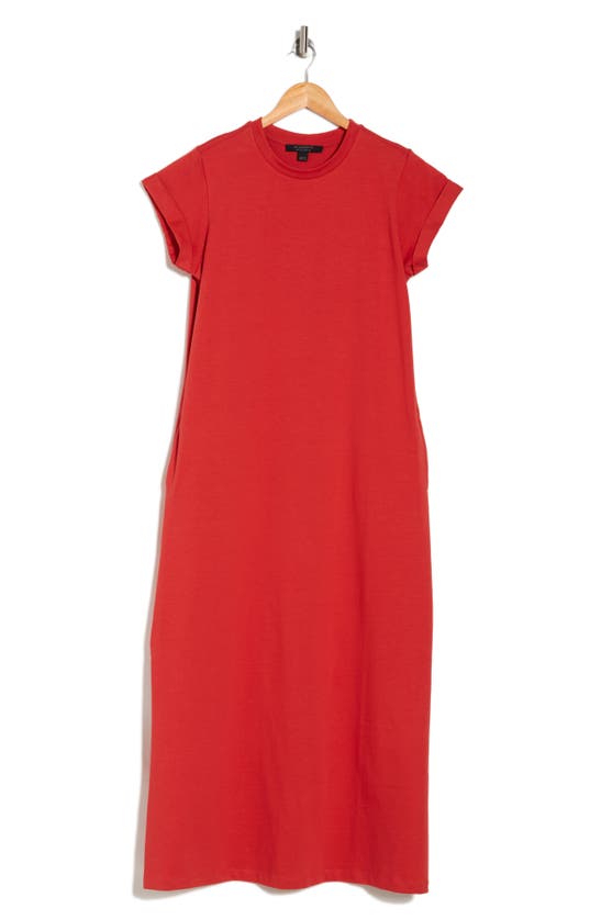 Shop Allsaints Ann Short Sleeve Cotton Maxi Dress In Red Clay