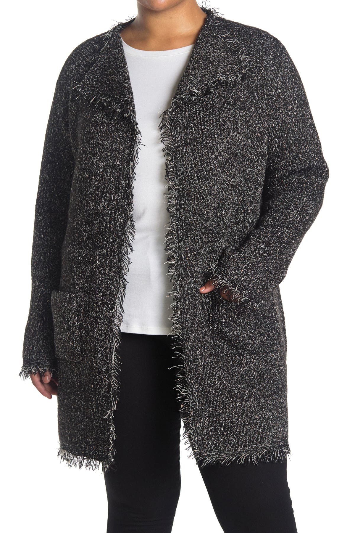 Max Studio Marled Fringe Edge Open 