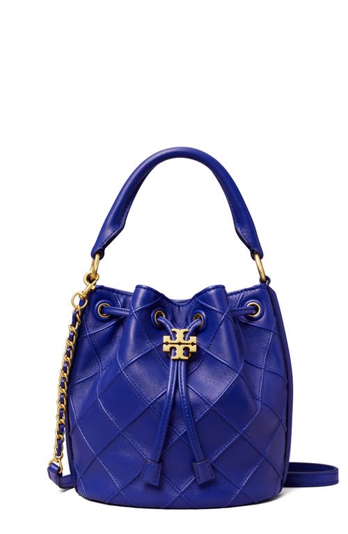 Tory Burch Small Fleming Soft Leather Bucket Bag in Navy Day at Nordstrom