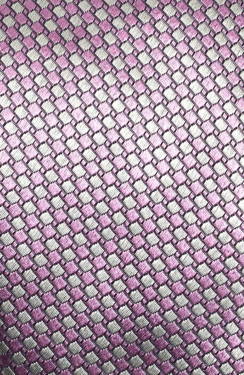 Shop Canali Geometric Pattern Silk Tie In Pink