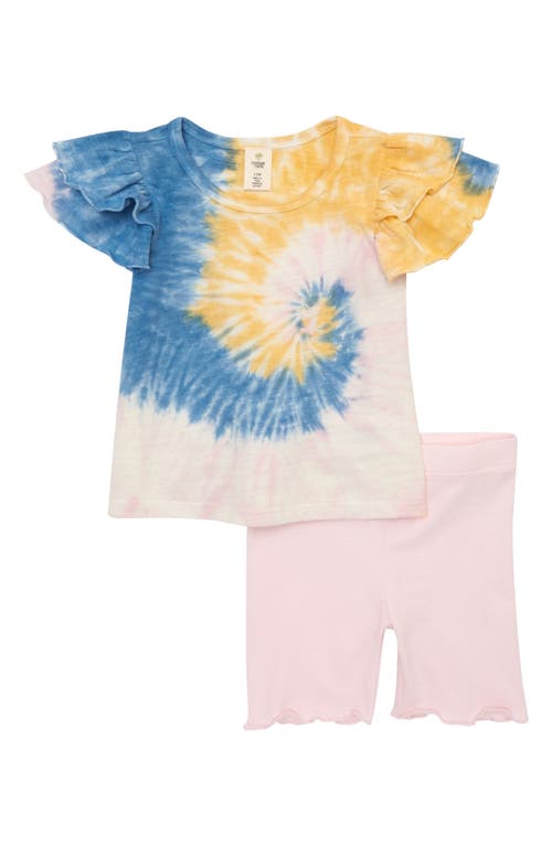 Tucker + Tate Flutter Sleeve T-Shirt & Shorts Set in Blue Vallarta- Pink Tie Dye