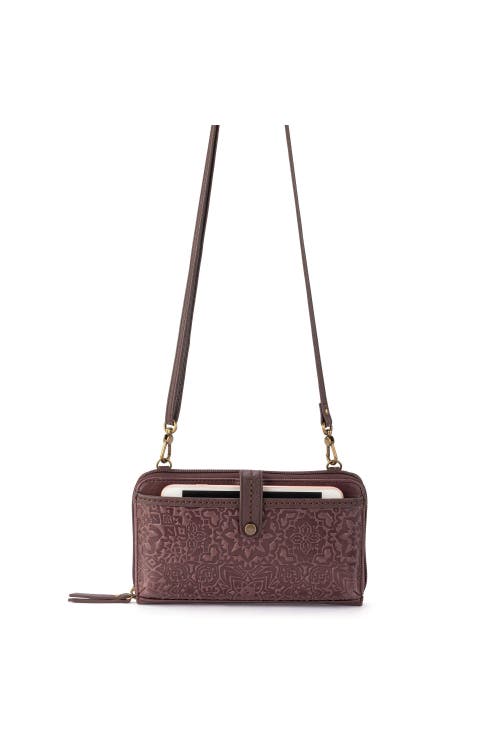 Shop The Sak Iris Smartphone Crossbody In Mahogany Tile Emboss