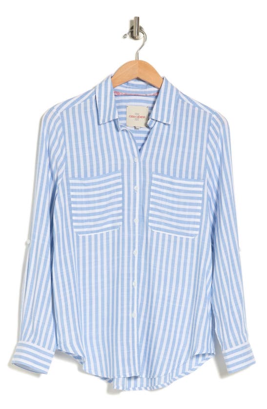 Casa Cabana Kate Long Sleeve Button Front Shirt In Blue Sky