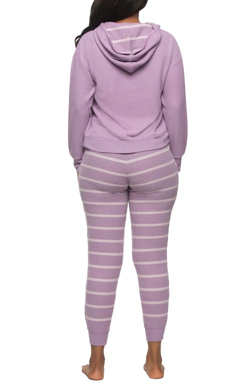 Felina Jolie Thermal Knit Hoodie Pajamas In Orchid Mist