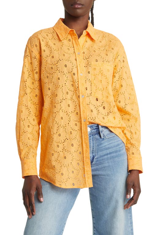 Rails Arlo Eyelet Cotton Button-Up Shirt in Marigold Eyelet