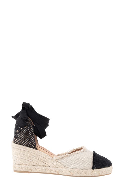 Patricia Green Elle Cap Toe Ankle Tie Espadrille In Natural/black