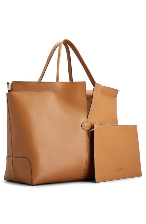 Shop Tod's Di Bag Folio Leather Shopper In Cuoio