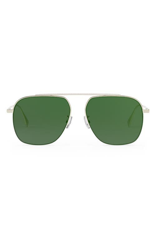 Fendi The  Travel 57mm Geometric Sunglasses In Gold/green Mirror