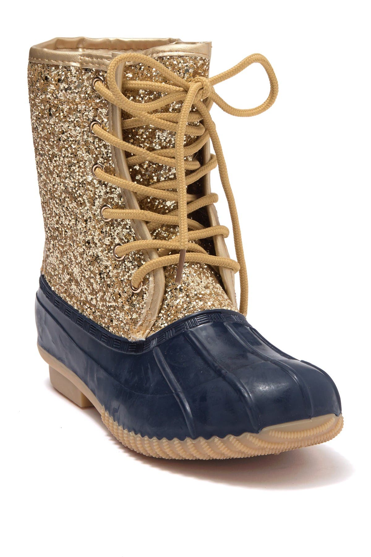 gold glitter duck boots