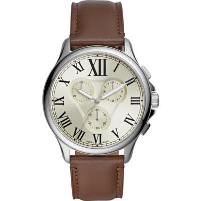 Fossil Monty Chronograph Leather Strap Watch, 4m