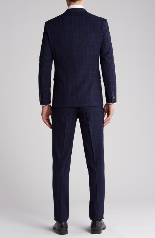 Shop English Laundry Plaid Trim Fit Notch Lapel Two-piece Suit In Blue