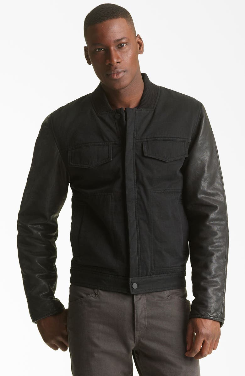 T by Alexander Wang Cotton & Leather Jacket | Nordstrom
