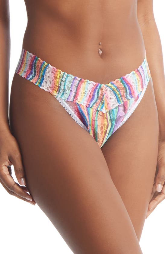 Hanky Panky Women's Printed Daily Lace Original Rise Thong Underwear In Multicolor