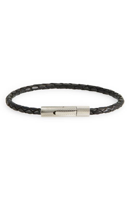 Jonas Studio Men's Single Braided Leather Bracelet in Jet