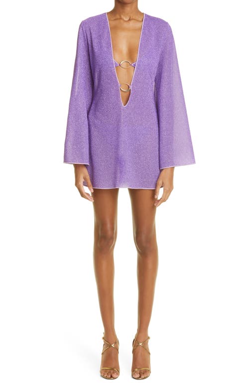 Oséree Lumiere Long Sleeve O-Ring Cover-Up Caftan in Violet