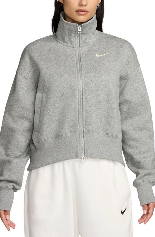 Shop Nike Sportswear Phoenix Fleece Oversize Track Jacket In Dark Grey Heather/sail