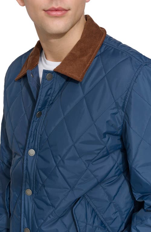 Dockers Men's Diamond-quilted Jacket With Corduroy Collar In Navy