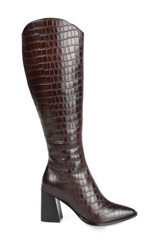 Journee Signature Laila Leather Boot In Brown