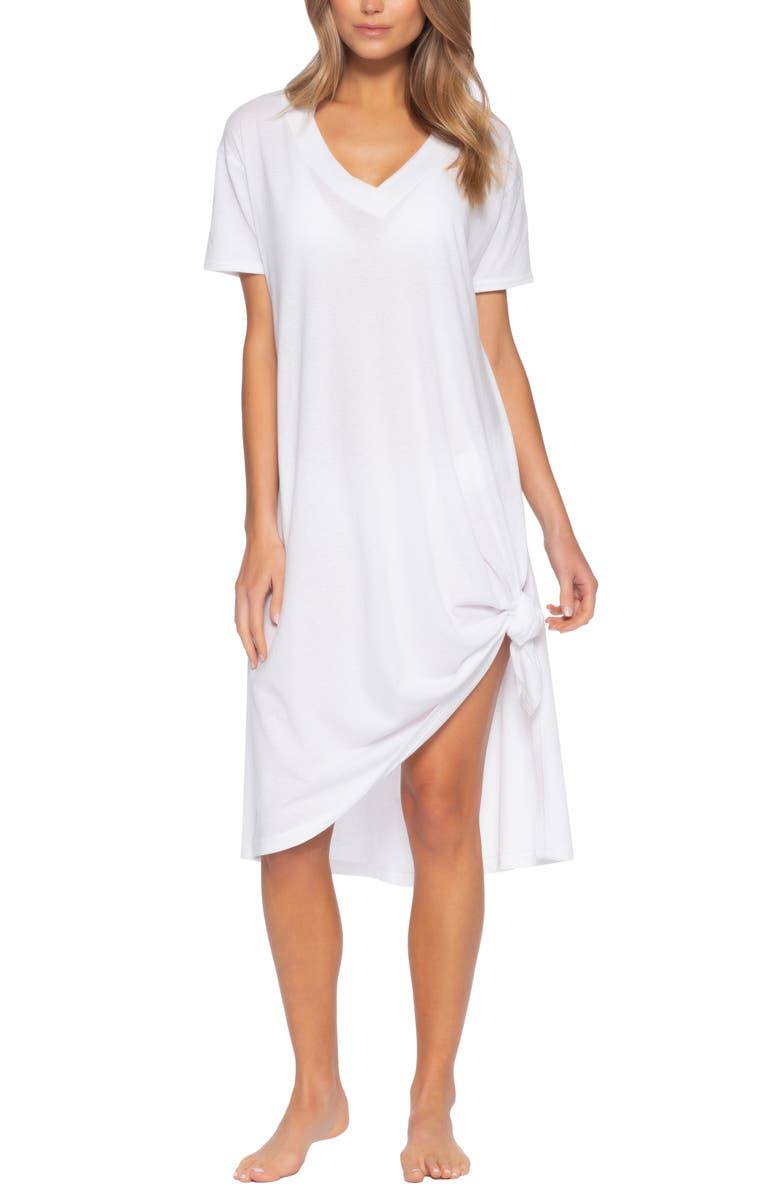BECCA Beach Date Cover-Up T-Shirt Dress, Main, color, WHITE